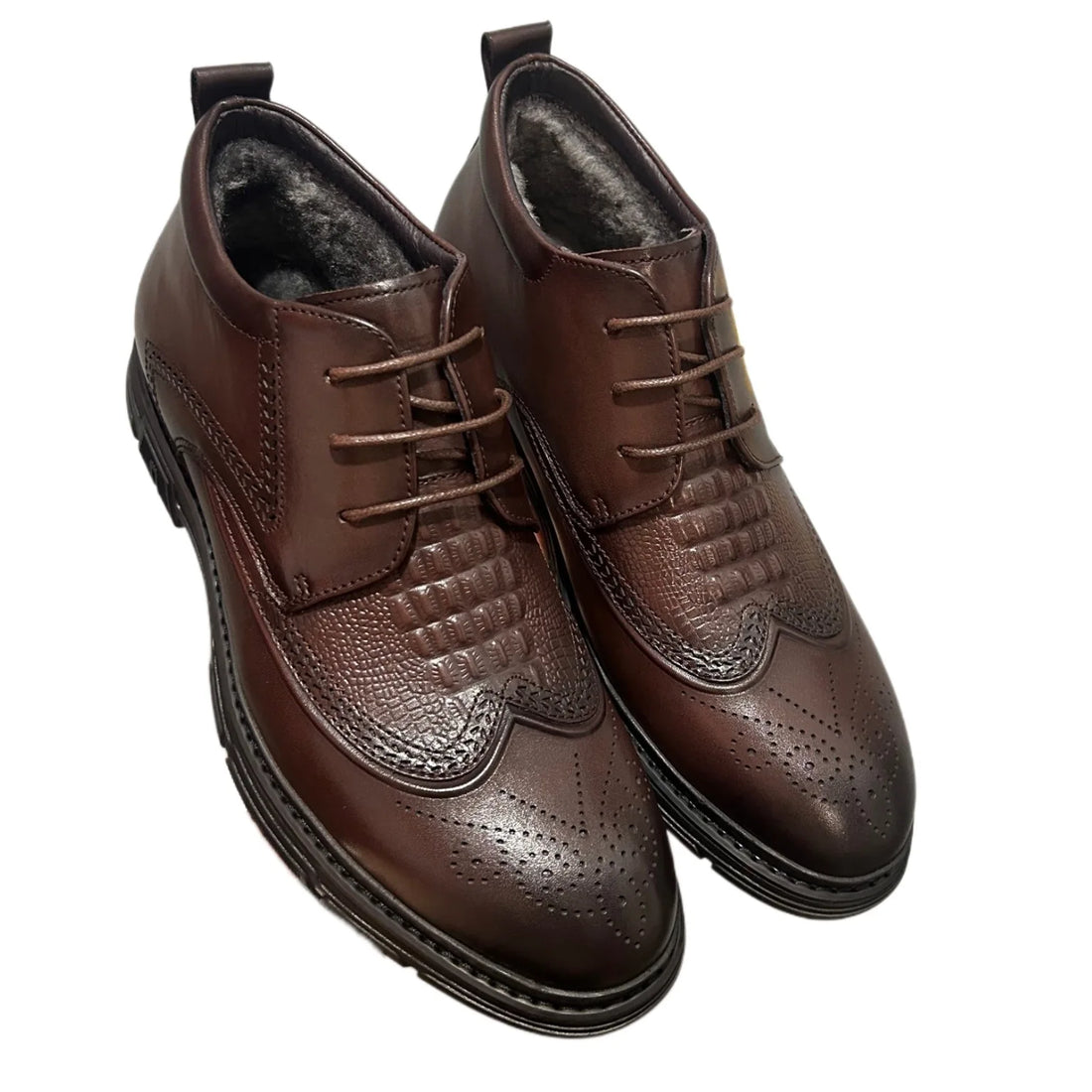 New Men's Short Boots - Genuine Leather Business Shoes with Wool Lining Fashionable and Versatile High-Top Buckle-Up Men's Shoes - Buy online at  Vibe In Cart.