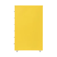 Lockable 6-Drawer Metal File Cabinet with Wheels and Color Options in Off-White, Green, or Yellow