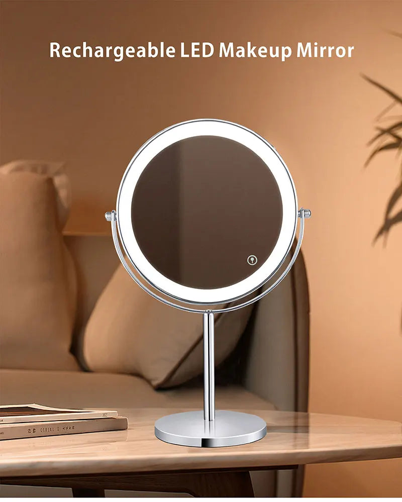 8inch 10X Magnifying LED Makeup Mirror with 3 Color Light Touch Switch Double Side USB Charging Desktop Vanity Cosmetic Mirror - Buy online at  Vibe In Cart.