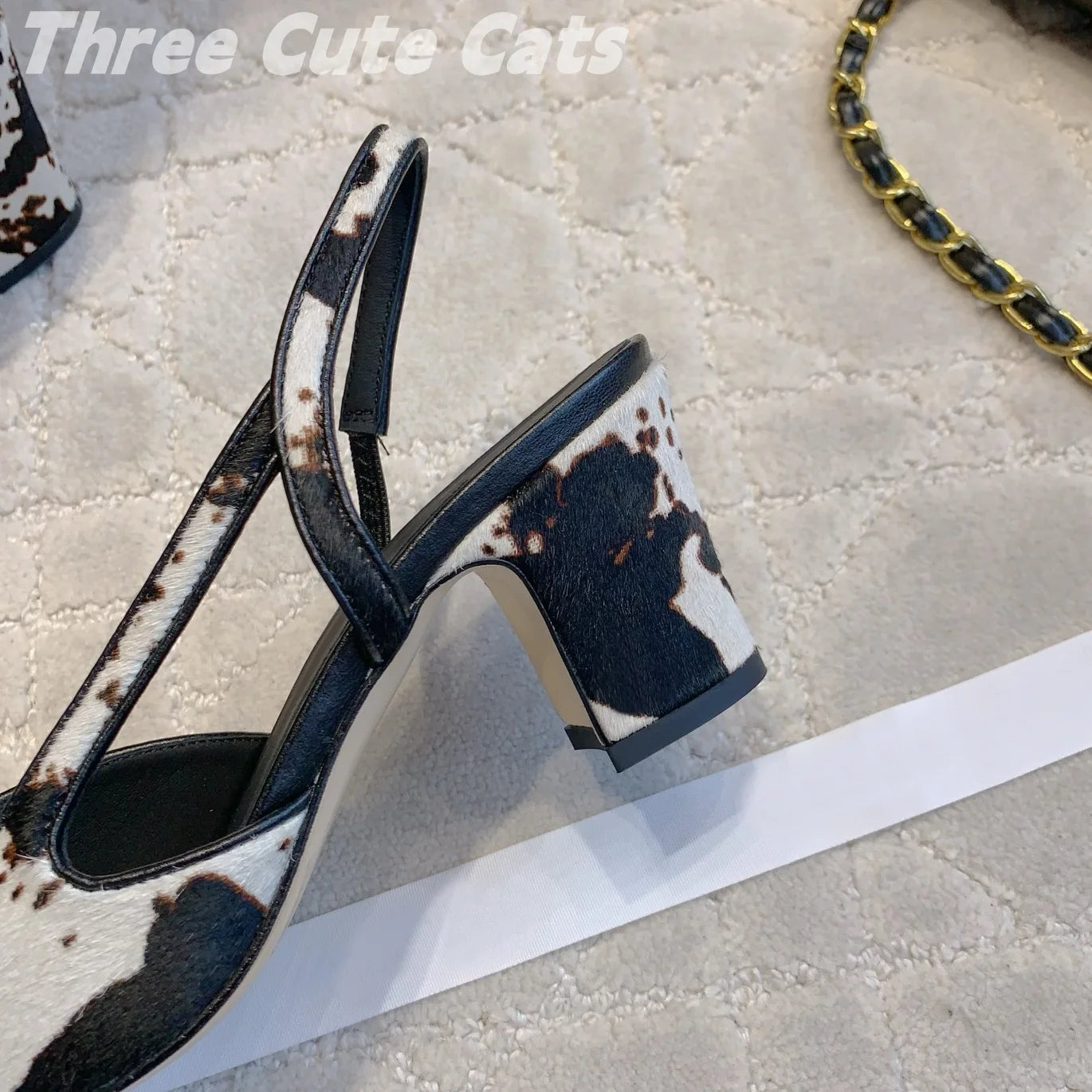 Novelty Horsehair Animal Parints Shallow Sling Back Zapatos Mujer Leopord Almond Shaped Toes Chunky Heels Woman Sandals 34-42 - Buy online at  Vibe In Cart.