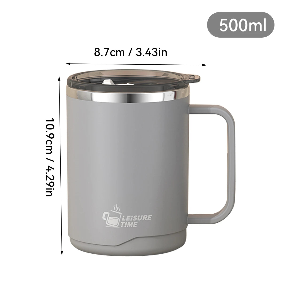 500ml Double-layer Mug 304 Stainless Steel Insulated Coffee Cup With Handle Portable Sealed Water Cup Drinkware For Student Kid - Buy online at  Vibe In Cart.