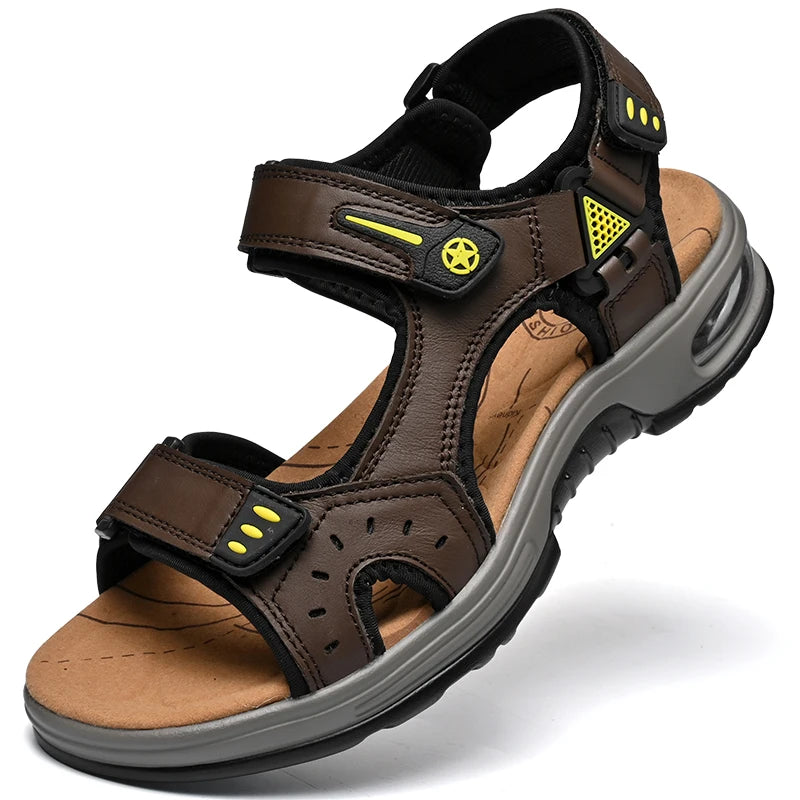 New Summer Genuine Leather Men Sandals Fashion Design Breathable Casual Shoes Men Soft Bottom Outdoor Beach Sandals Big Size 46 - Buy online at  Vibe In Cart.