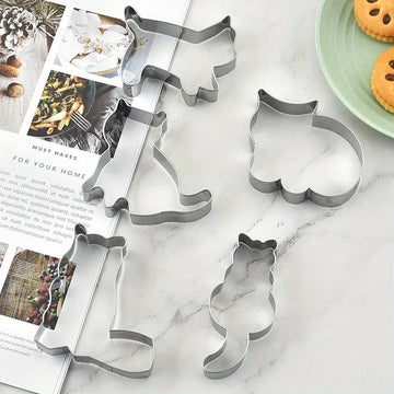 5Pcs/Set Animal Cat Cookie Cutter Mold Diy Biscuit Mold Cookie Stamp Cutters Bakeware Baking Tools Cutters for Sugar Mass - Buy online at  Vibe In Cart.