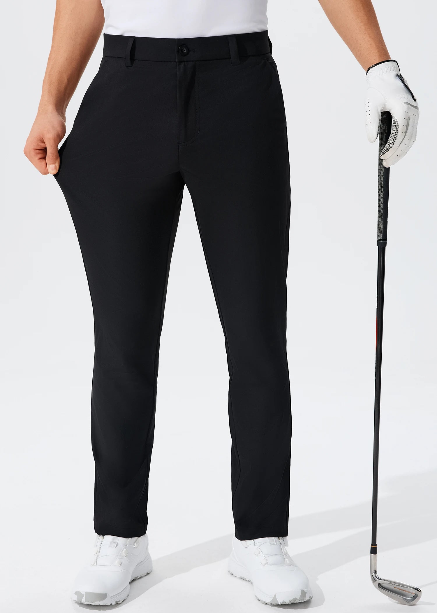 Men's Stretch Slim Straight Lightweight Polyester Golf Pants, Full Length