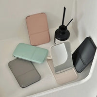 Desktop Makeup Mirror Solid Color PU Leather Simple Portable Handheld Makeup Mirror Foldable Student Compact Cute Pocket Mirror - Buy online at  Vibe In Cart.