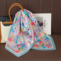 Square Satin Silk Scarf for Women, Casual All Seasons