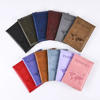 Solid PU Leather Passport Holder Wallet Card Case for Travel