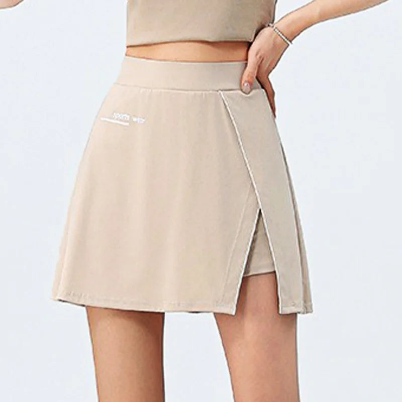 Aiithuug Side Split Golf Skirt with Build-in Shorts Tennis Skirt Short Running Workout Gym Pants Wide Waistband Tummy Control