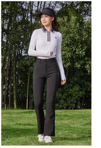 Women's High Waist Flared Golf Trousers Full Length