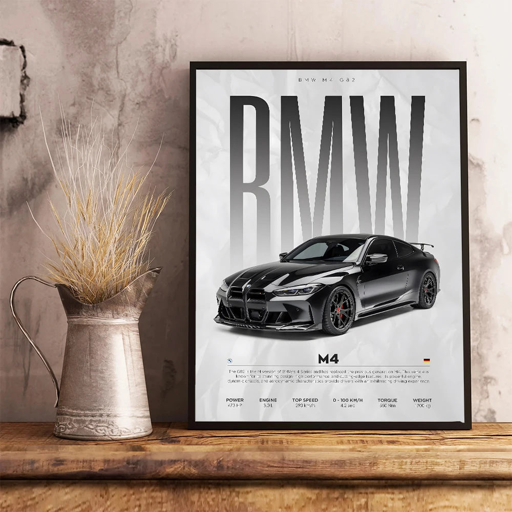 Black Famous Cars Competition Poster Picture Mural Modern Canvas Painting Wall Art Home Decoration Print for Living Room Decor - Buy online at  Vibe In Cart.