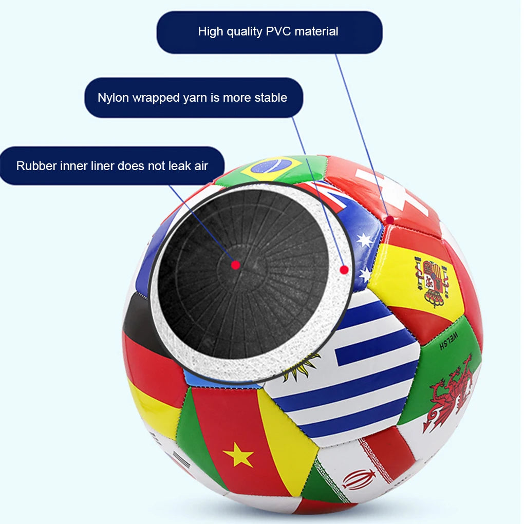 Flag Printed Soccer Ball Official Size 5 Soccer Match Ball Outdoor Match Game Football Pvc 2.7Thickened Team Training Footy Ball - Buy online at  Vibe In Cart.