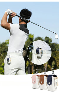 PU Golf Waist Bag Clip with Magnetic Buckle and Ball Storage
