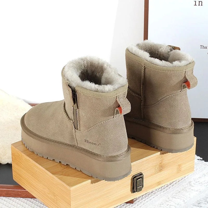 Thick soled snow boots for women 2025 new model, thick soled side zipper short boots with plush and thick cotton shoes - Buy online at  Vibe In Cart.