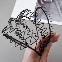 Unisex Black Waved Metal Hair Band for Adults, 6 Pieces