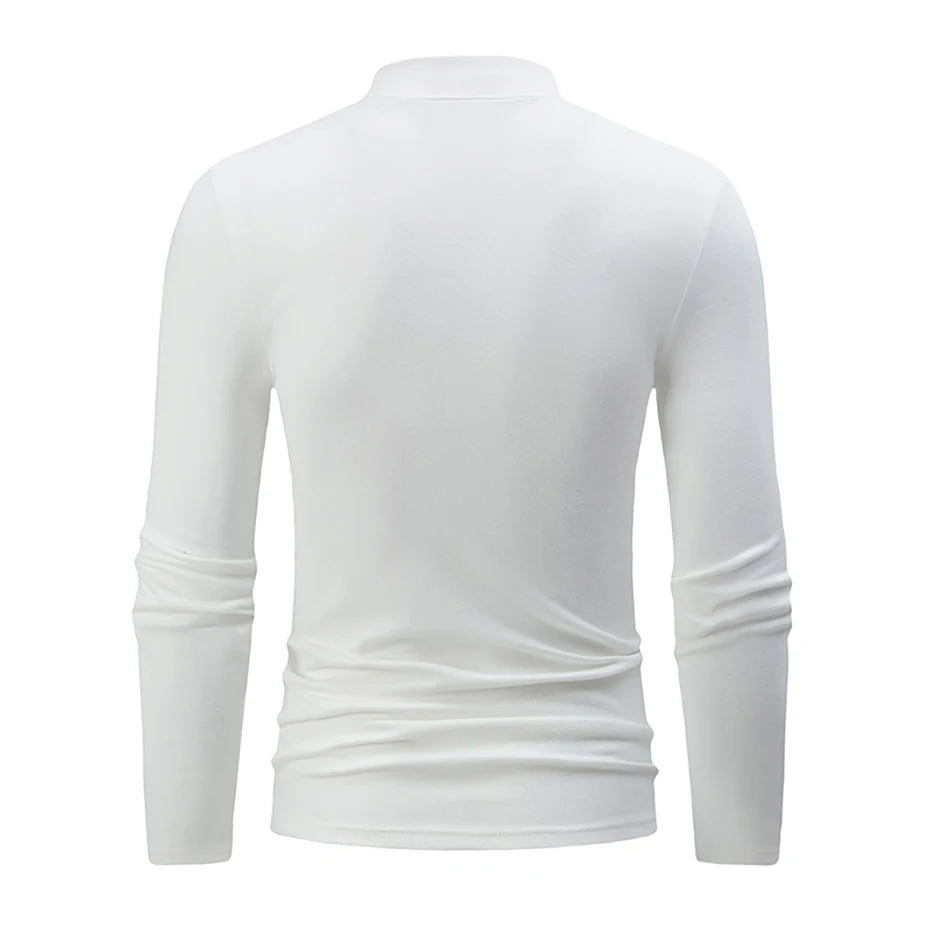 1/2piece Autumn And Winter Men's Semi High Neck Fashionable Base Long Sleeved Top Solid Color Casual Sports Fitness Warm T-shirt - Buy online at  Vibe In Cart.