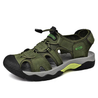 Men's Genuine Leather Outdoor Sandals with Non-Slip Rubber Sole, Sizes 38-48