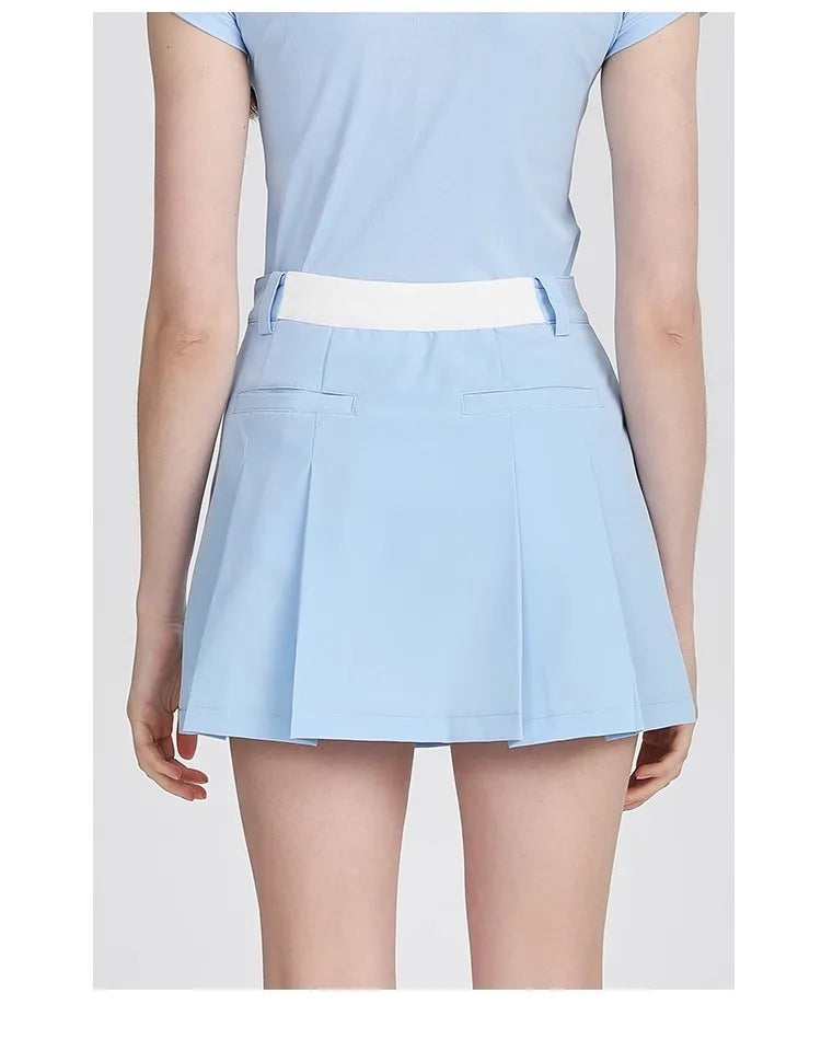 Azureway new golf skort women high-waisted thin skirts sports tennis quick drying skirts with safety shorts ladies golf clothes