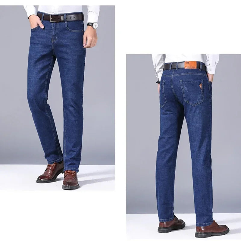 Men's Straight Leg Stretch Denim Jeans for Casual Wear