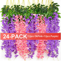 Artificial Wisteria Flowers Hanging Garland, 36/24 Pack, Polyester
