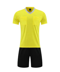 Men's Polyester Soccer Referee Uniform Set with Jersey and Shorts