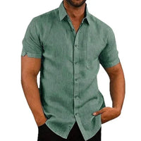 Summer Cotton Linen Shirts for Men Casual Short Sleeved Shirts Blouses Solid Turn-Down Collar Formal Beach Shirts Male Clothing - Buy online at  Vibe In Cart.