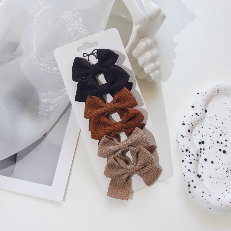 Polyester Ribbon Bowknot Barrettes Set for Girls, 6 or 10 Pieces