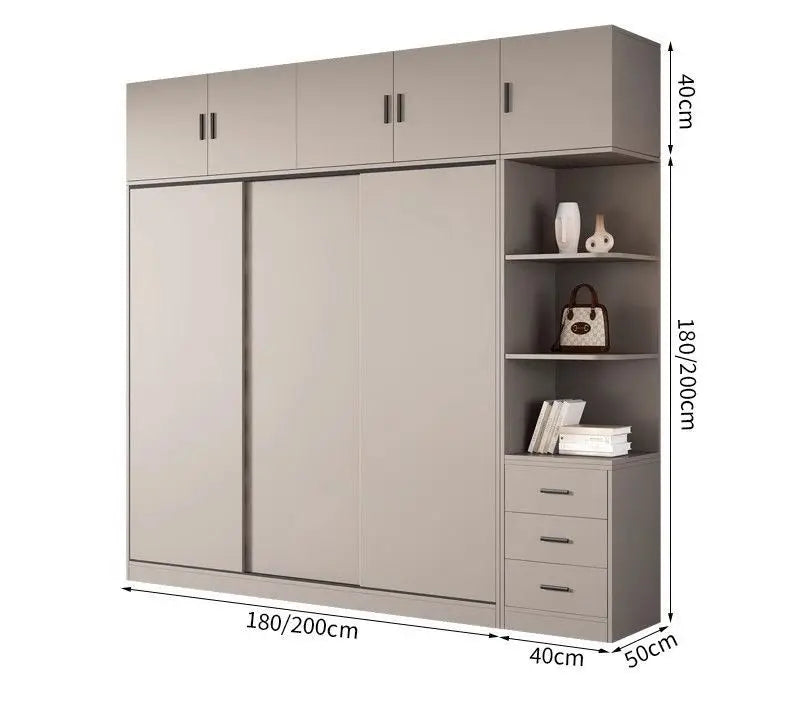 Solid Wood Sliding Door Wardrobe for Adult Bedroom Use