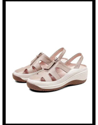 2025 New Genuine Leather Mom Sandals Women Peep-Toe Wedge Soft Sole Hollow-Out Breathable Slip-Resistant Casual Shoes - Buy online at  Vibe In Cart.