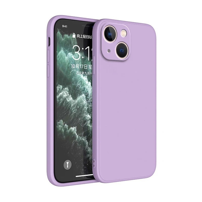 Square Liquid Silicone Protective Phone Case with Anti-Scratch and Dustproof Features