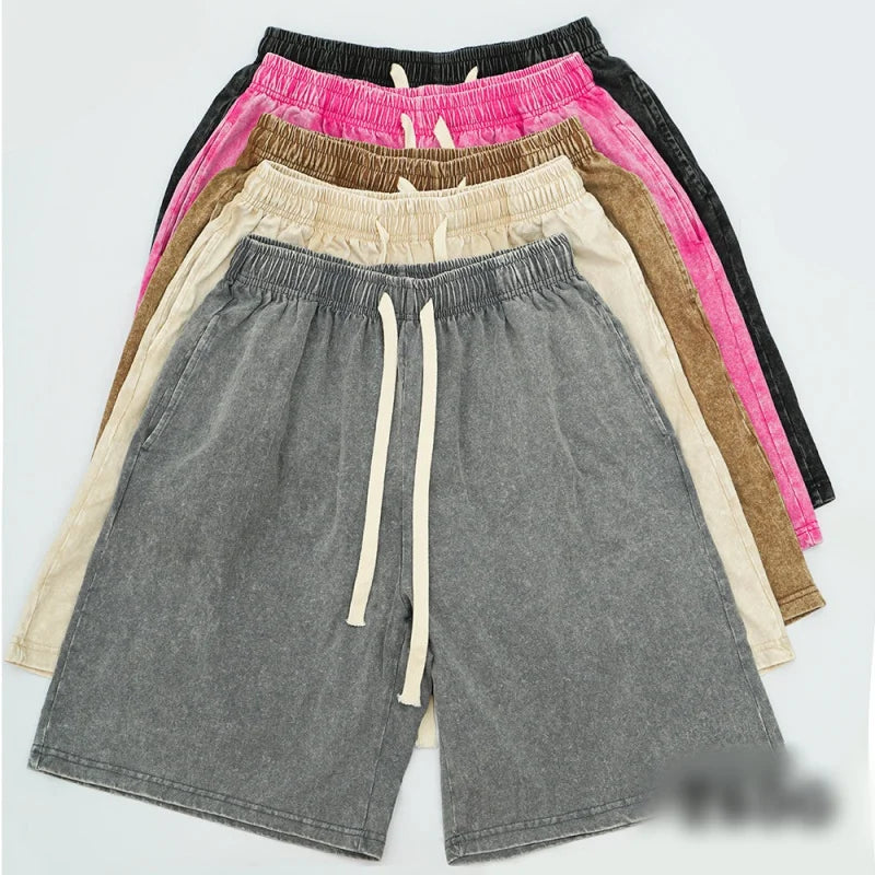 Retro American Washed Shorts Loose Hot Sale Of The Season Summer Trendy Hip Hop Casual Sports Unisex Five-Quarter Pants Cotto...