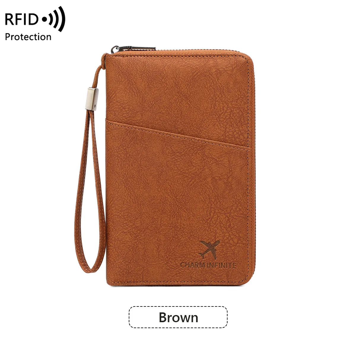 RFID Blocking Polyurethane Passport Holder with Zipper