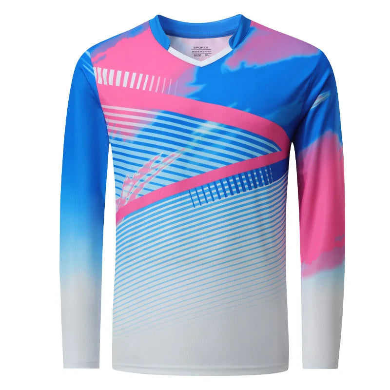 Men's Long Sleeve Quick-Dry Breathable Sport T-Shirt for Tennis and Badminton
