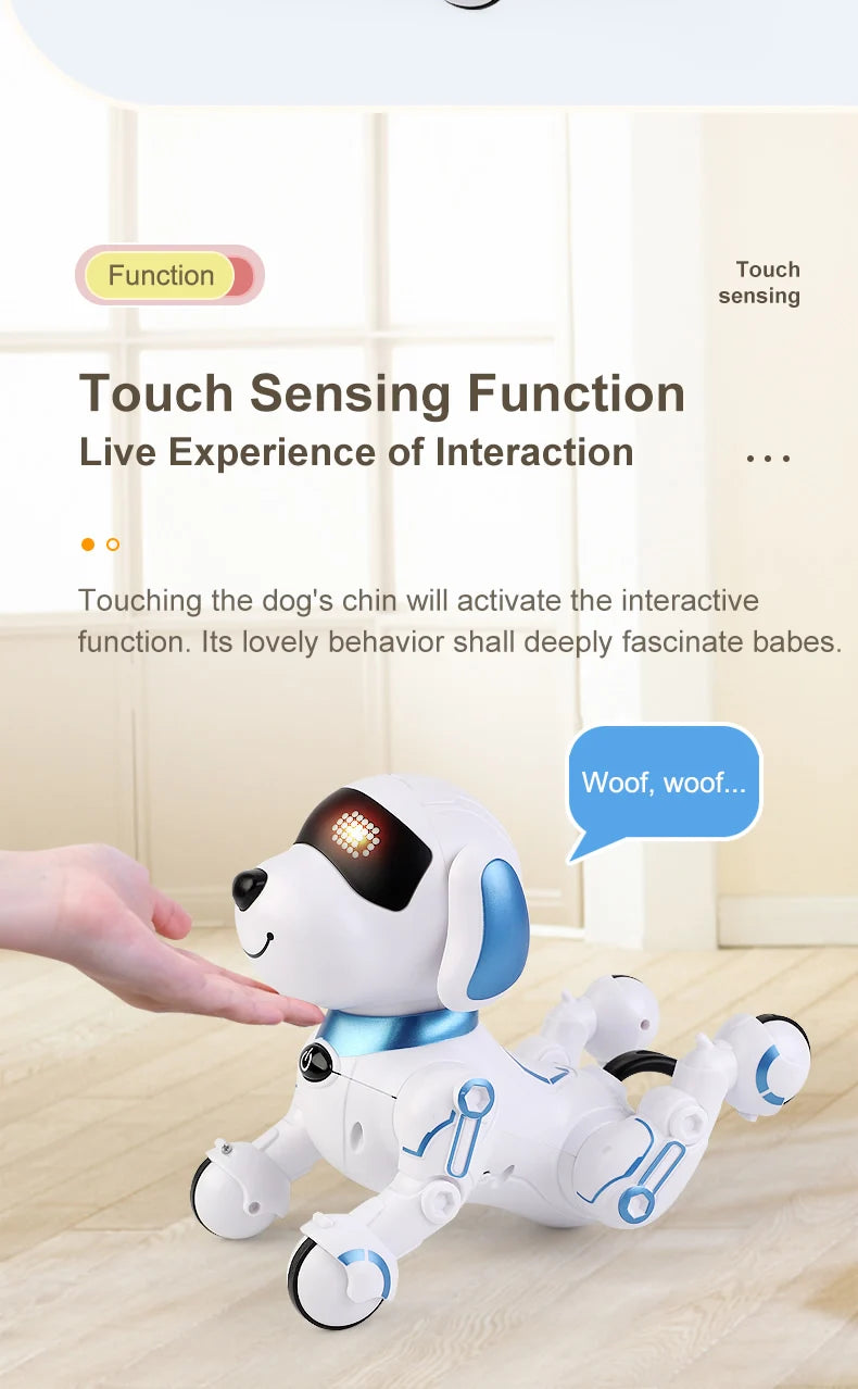 Interactive Remote Control Robot Dog with Programmable Stunts and Touch Features