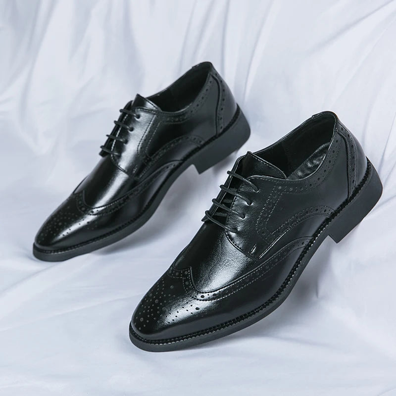 Men's leather shoes for business, retro, breathable, formal, wedding, leisure, business, and work - Buy online at  Vibe In Cart.