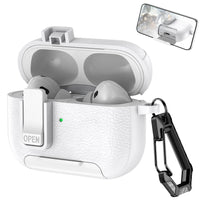 Earphone Protective Case with Leather Texture, Secure Lock, Stand and Wireless Charging Support
