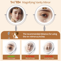 8 Inch Makeup Mirror With Light Lamp 10X Magnification 3 Color Lights,Adjustable Brightness Height Standing Cosmetic Mirror - Buy online at  Vibe In Cart.