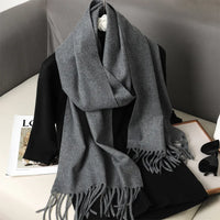 Women's Thick Warm Winter Polyester Scarf with Tassels