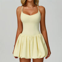 VITALINOVO Womens Spaghetti Strap Tennis Dress with Built-in Bra & Shorts Pockets V Neck Crisscross Athletic Golf Workout Dress