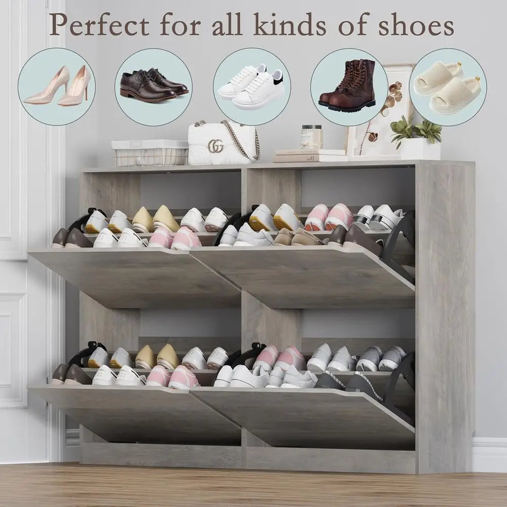 Compact Shoe Storage Cabinet with 4 Drawers, Space-Saving Shoe Rack for Home Entrances and Living Spaces - Buy online at  Vibe In Cart.