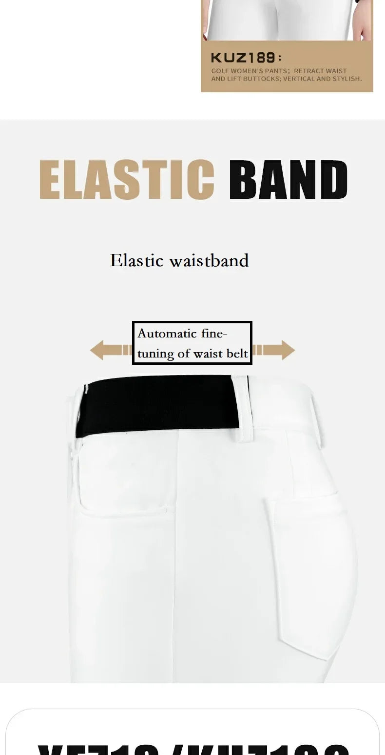 Women's Elastic High Waist Fleece Golf Pants for Winter