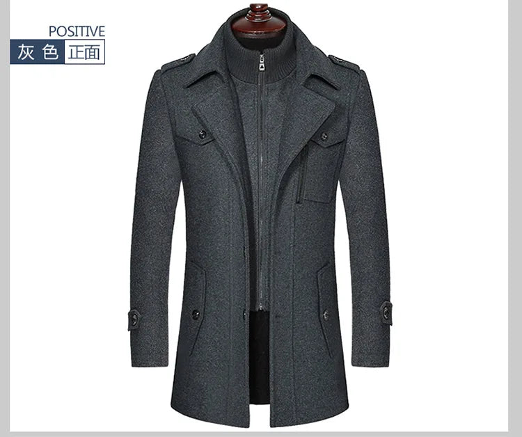 2025 new winter men's woolen coat, men's brand jacket, middle-aged double-shoulder long woolen windbreaker coat in European size - Buy online at  Vibe In Cart.