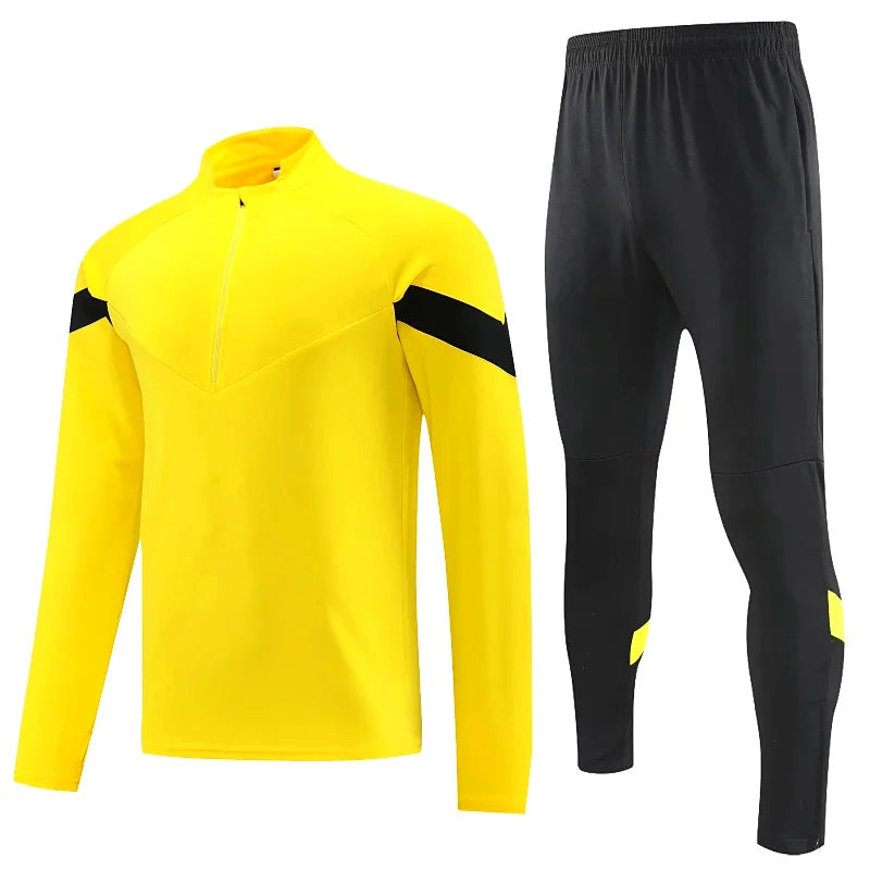 Long Sleeve Polyester Football Tracksuit Set for Men with Jacket and Pants
