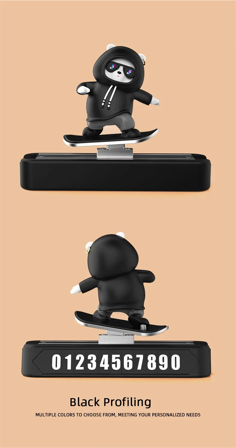 New Dashboard Car Decorations Skateboard Bear Magnetic Parking Number Plate Creative Car Cartoon Interior Interior Accessories - Buy online at  Vibe In Cart.
