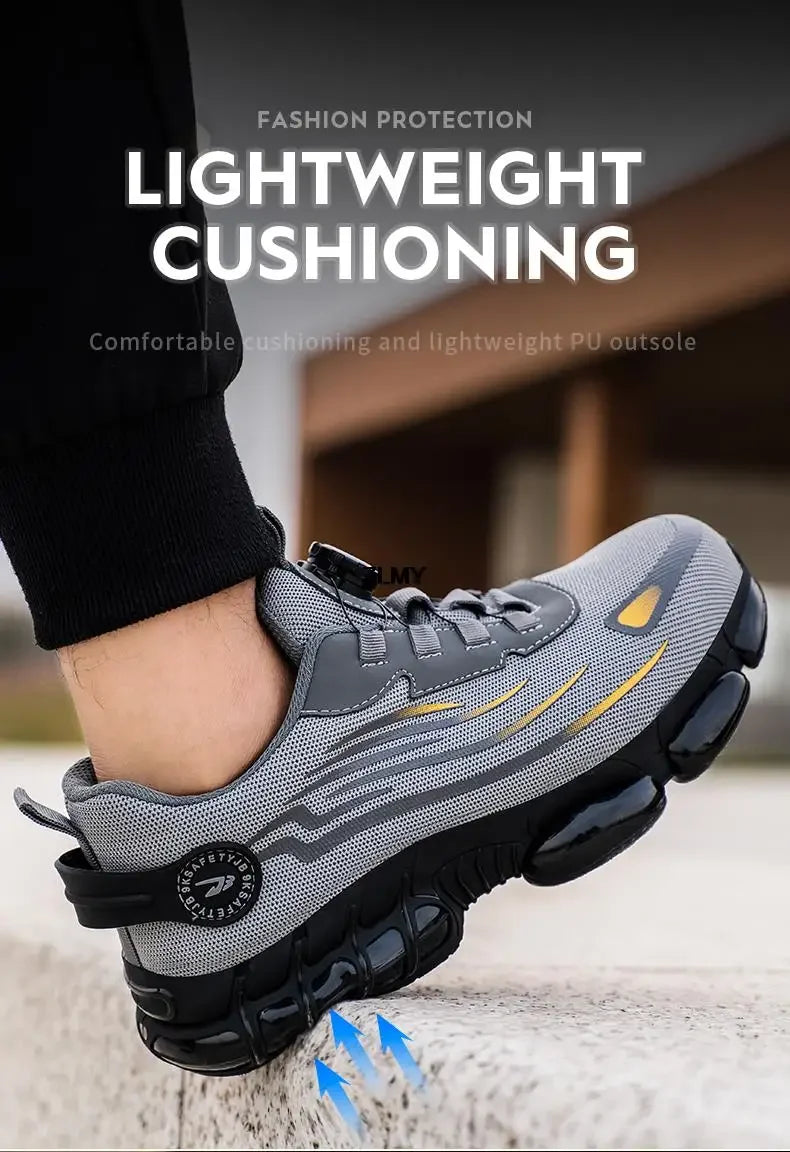Rotary Button Safety Shoes Men Steel Toe Sneakers Puncture Proof Work Safety Boots Air Cushion Sport Work Shoes Anti-smash Boots - Buy online at  Vibe In Cart.