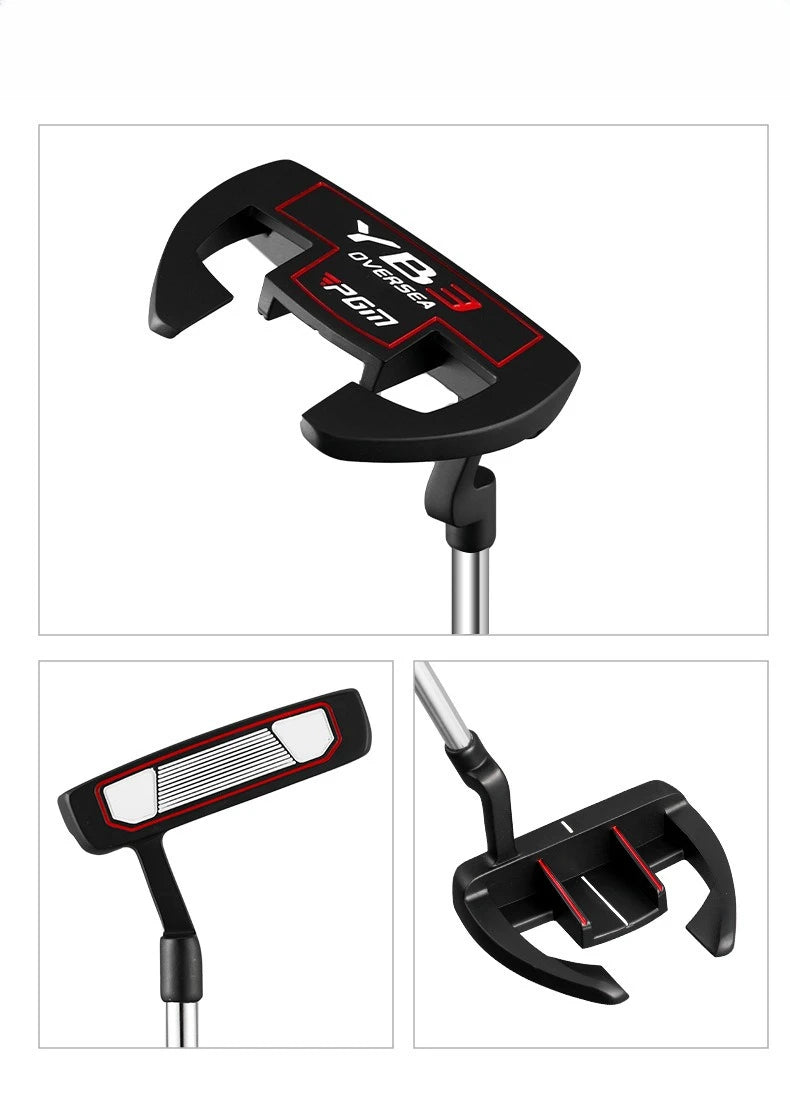 Men's Right-Handed Golf Putter with Aiming Line in Black and Red