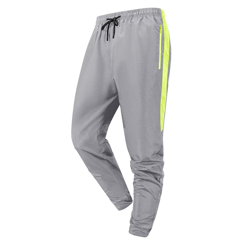 Men's Colorblock Patchwork Breathable Sports Pants with Zipper Pockets