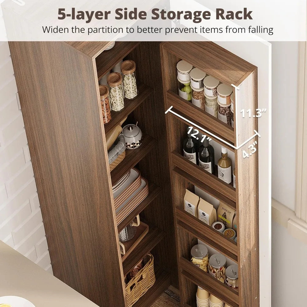 70" Pantry Storage Cabinet, Single Cabinet Pantry, Freestanding Tall Narrow Cupboard with 11 Adjustable Shelves for Dinin - Buy online at  Vibe In Cart.