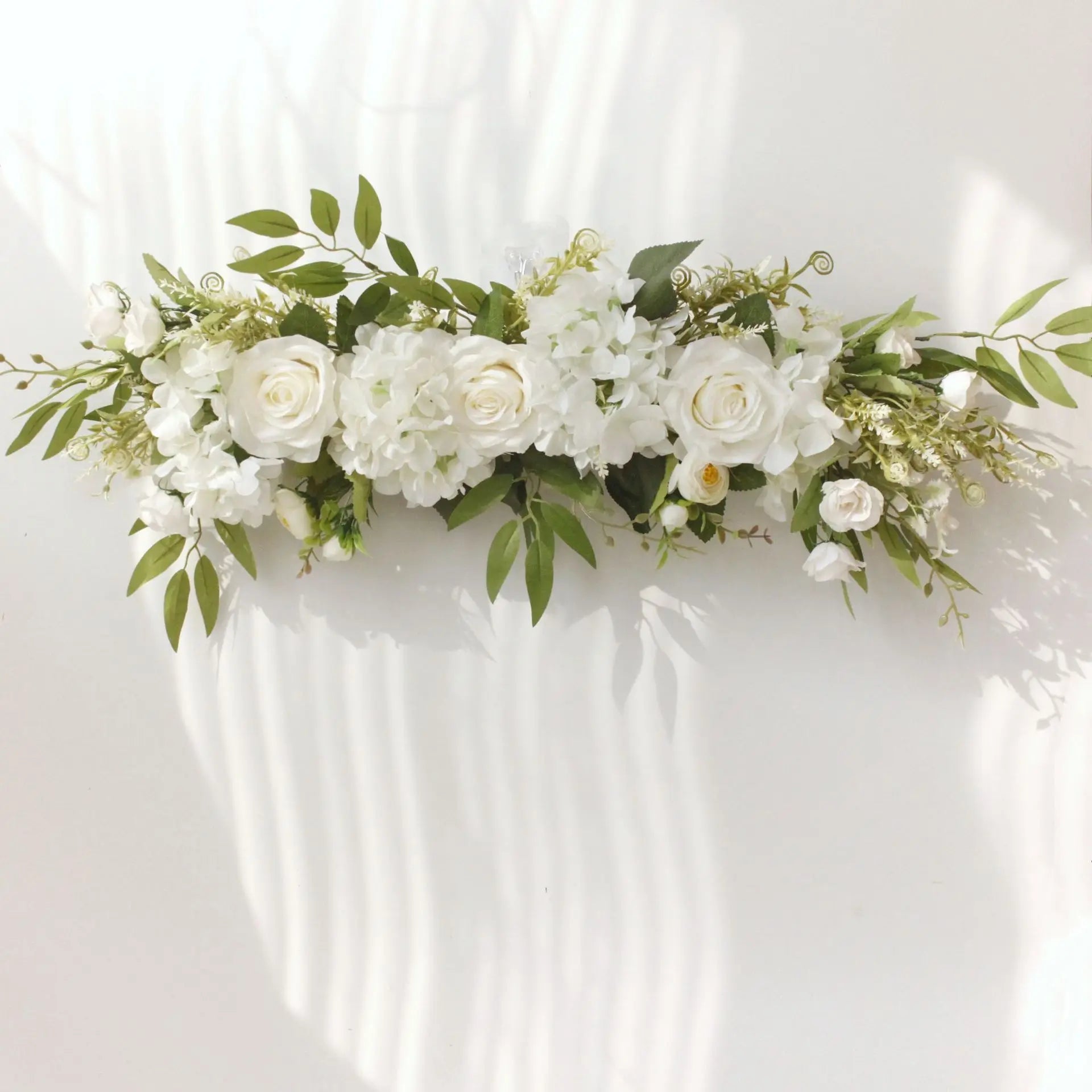Artificial Pink Rose and Greenery Floral Swag for Wedding Arch