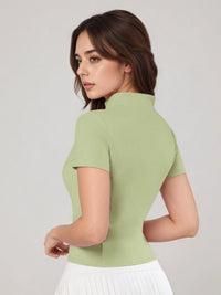 Women's Zip - Up Short - Sleeve Top, Slim - Fit Polo Neck, Elegant for Tennis & Casual Wear - Buy online at  Vibe In Cart.