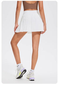 Women's Mini Pleated Sports Skort with Pockets and Double Layer